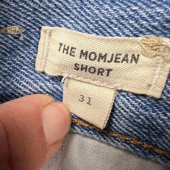 Madewell The Mom Jean Short High Rise Distressed Light Denim Wash Size 31 - Picture 3 of 11